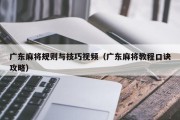 广东麻将规则与技巧视频（广东麻将教程口诀攻略）