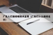 广东人打麻将昵称大全男（广东打什么麻将名字）