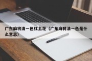广东麻将清一色杠上花（广东麻将清一色是什么意思）