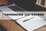 广东麻将推倒胡的思维（正宗广东麻将推倒胡）