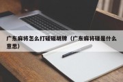 广东麻将怎么打碰碰胡牌（广东麻将碰是什么意思）