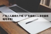广东二人麻将几个码（广东麻将二人合伙麻将暗号手势）