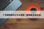 广东麻将抓马上什么意思（麻将抓马怎么玩）