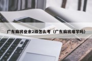 广东麻将业余2级怎么考（广东麻将难学吗）
